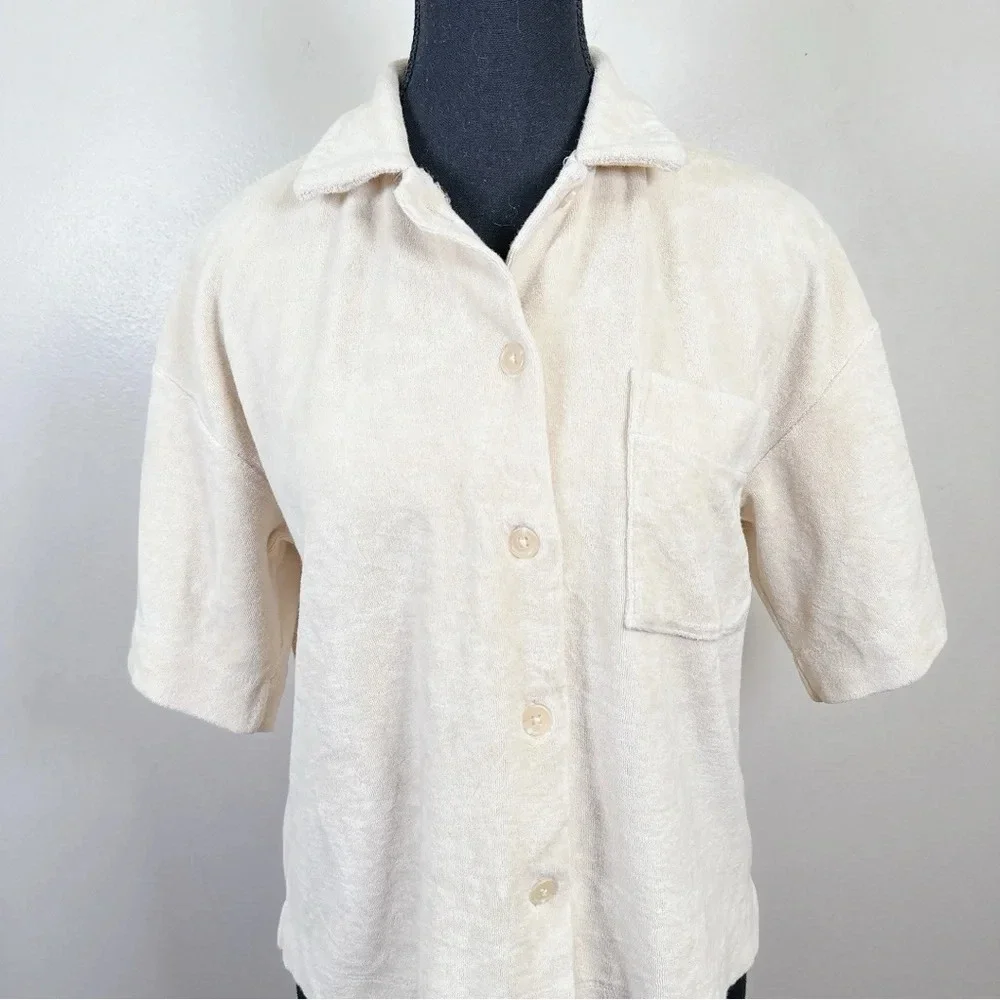 H&M Polo Pyjama Shirt In Beige Color